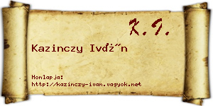 Kazinczy Iván névjegykártya